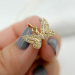 Load image into Gallery viewer, 14k Solid Gold Diamonds Butterfly Charm. GDP614
