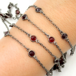 Load image into Gallery viewer, Garnet Round Shape Bezel Oxidized Wire Chain. GAR4
