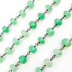 Load image into Gallery viewer, Chrysoprase Rondel Shape Oxidized Wire Chain. CHR22
