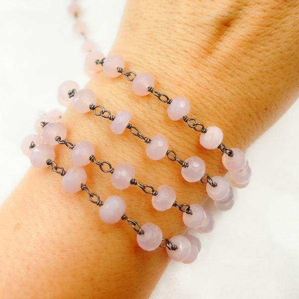 Rose Chalcedony Oxidized Wire Chain.