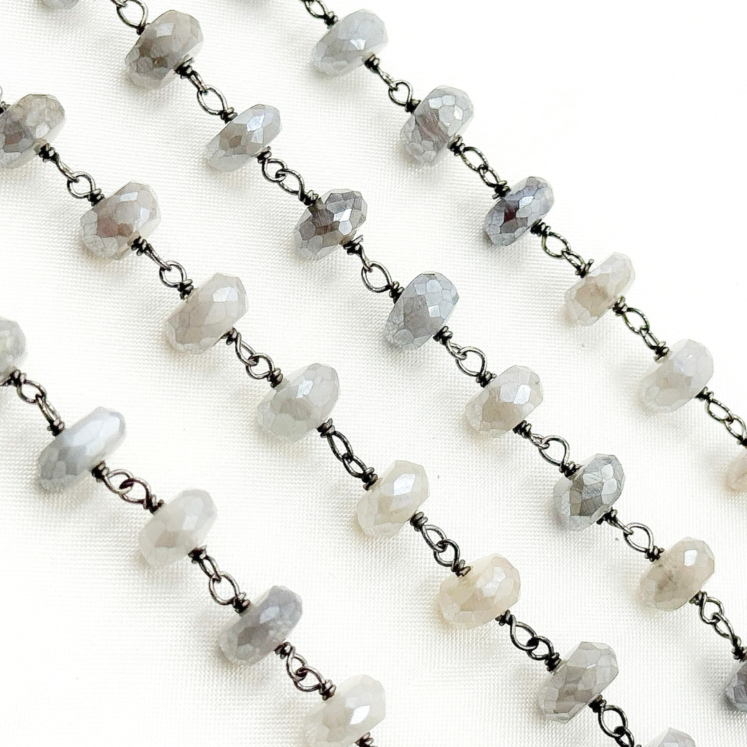 Coated Moonstone Oxidized Wire Chain. CMS44