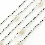 Load image into Gallery viewer, Moonstone &amp; Pearl Oxidized 925 Sterling Silver Wire Chain. MS68
