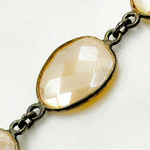 Load image into Gallery viewer, Coated White Moonstone Shape Bezel Oxidized Wire Chain. CMS97
