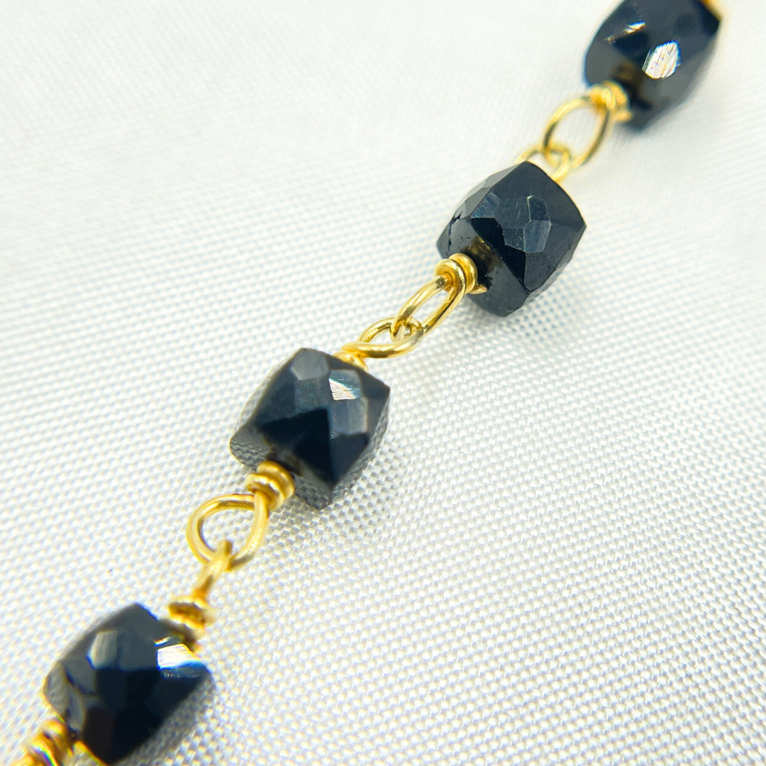 Black Spinel Gold Plated Wire Chain. BSP42