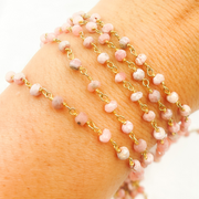 Rhodochrosite Gold Plated Wire Chain.