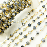 Dendrite Opal Round Shape Gold Plated Wire Chains