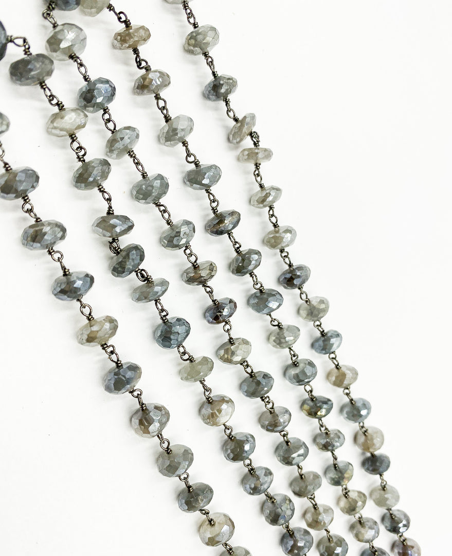 Coated Moonstone Wire Wrap Chain. CMS43