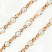 Created White Opal Round Shape Connected Chains
