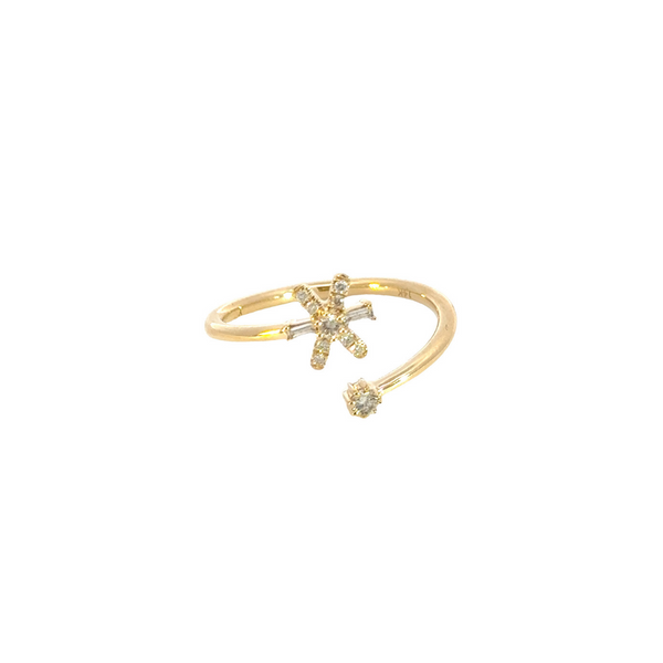 14k Solid Gold Diamond Flower Ring