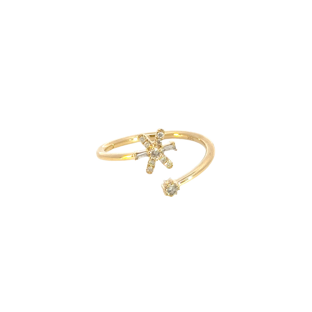 14k Solid Gold Diamond Flower Ring