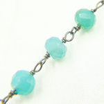 Load image into Gallery viewer, Blue Chalcedony Round Shape Oxidized Wire Chain. BCL1
