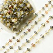 Coated Multi Moonstone Gold Plated Wire Chain.