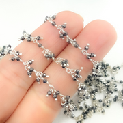 Hematite Cluster Dangle 925 Sterling Silver Wire Chain.