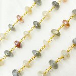 Load image into Gallery viewer, Coated Multi Moonstone Gold Plated Wire Chain. MMS17
