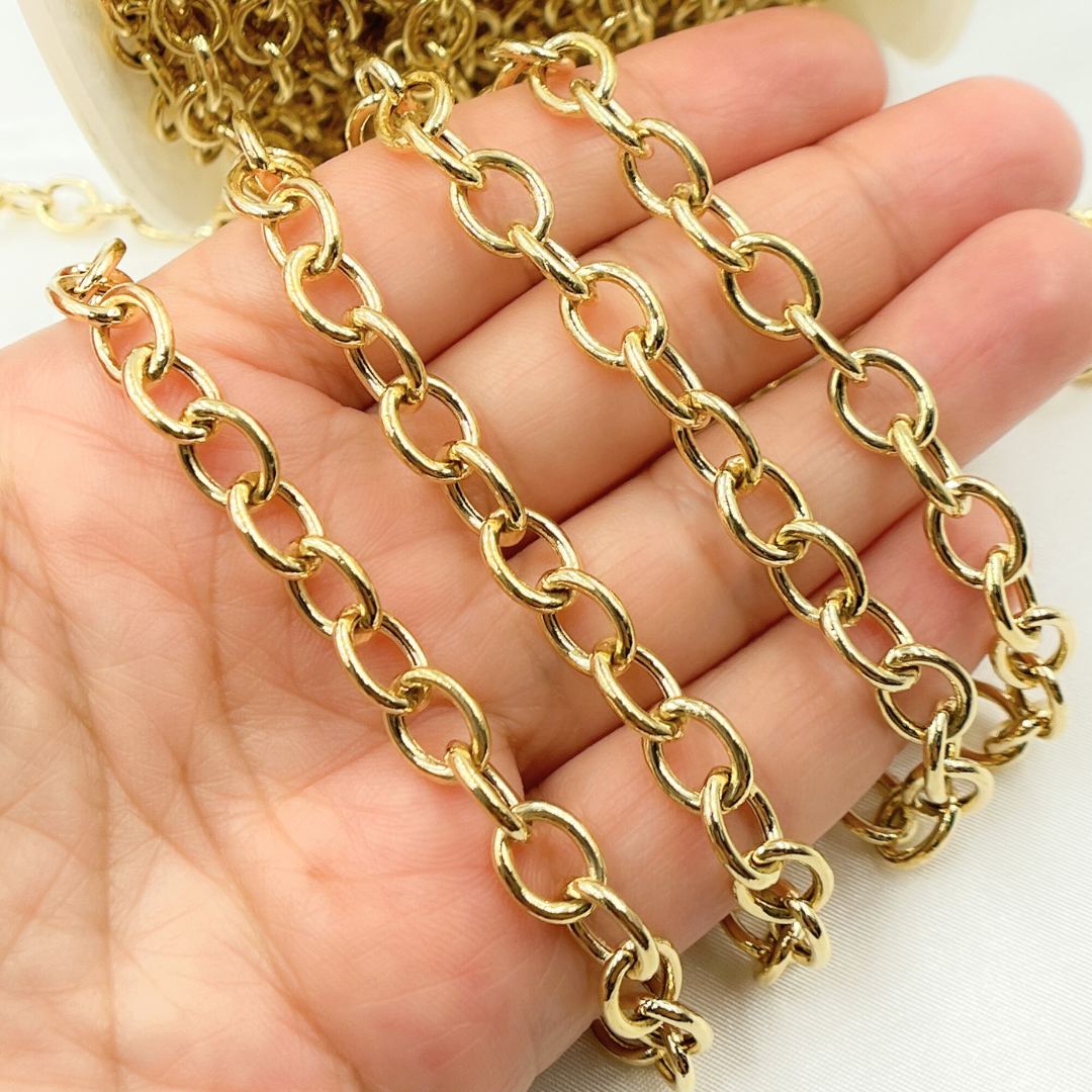 925 Sterling Silver Gold Plated Round Link Chain. Y63GP