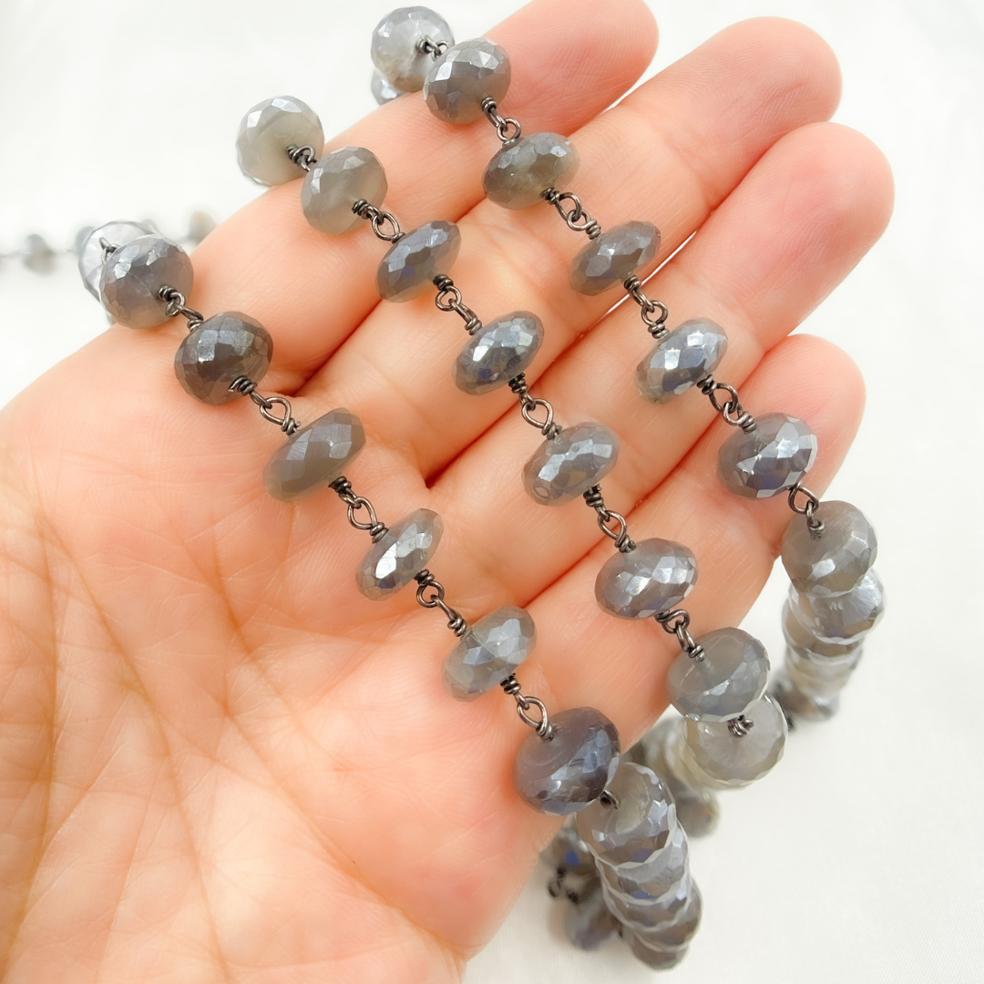 Coated Moonstone Wire Wrap Chain. CMS43