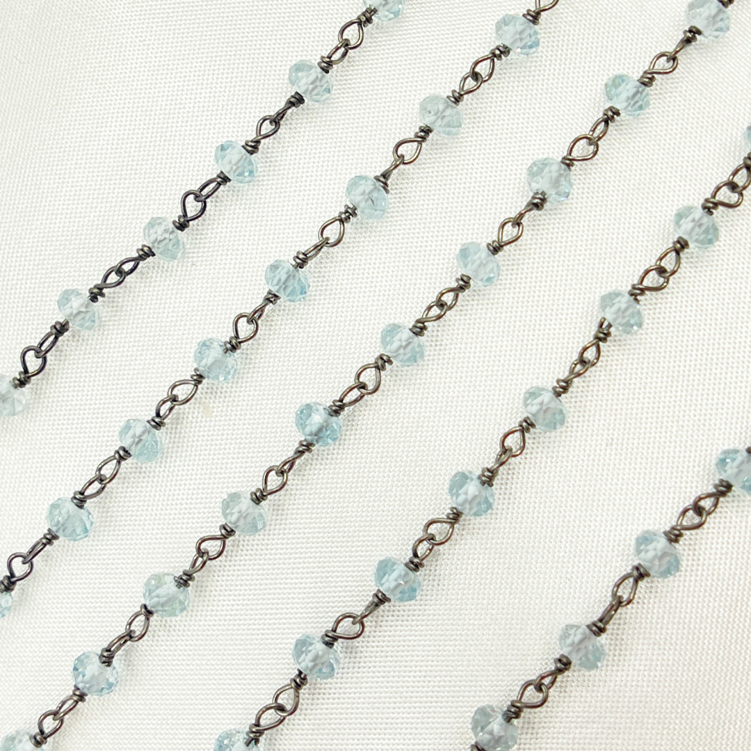 Sky Blue Topaz Oxidized Wire Chain. BT3