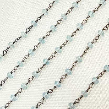 Sky Blue Topaz Oxidized Wire Chain. BT3