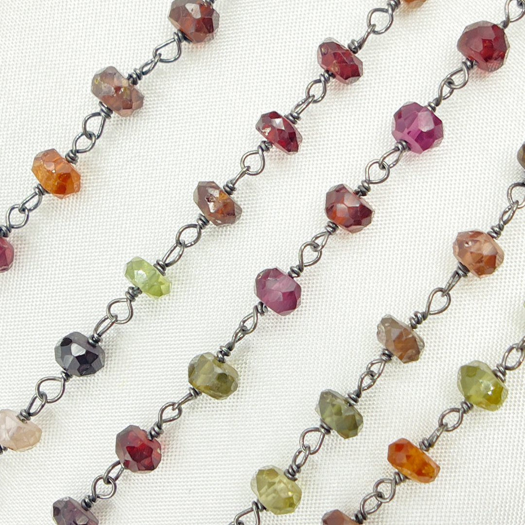 Multi Sapphire Tunduru Oxidized Wire Chain. MSA8