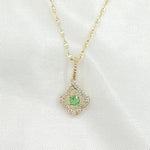 Load image into Gallery viewer, 14k Solid Gold Diamond and Emerald Flower Charm. PN417531Y14EM1
