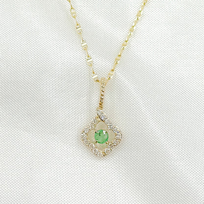 PN417531Y14EM1. 14k Solid Gold Diamond and Emerald Flower Charm
