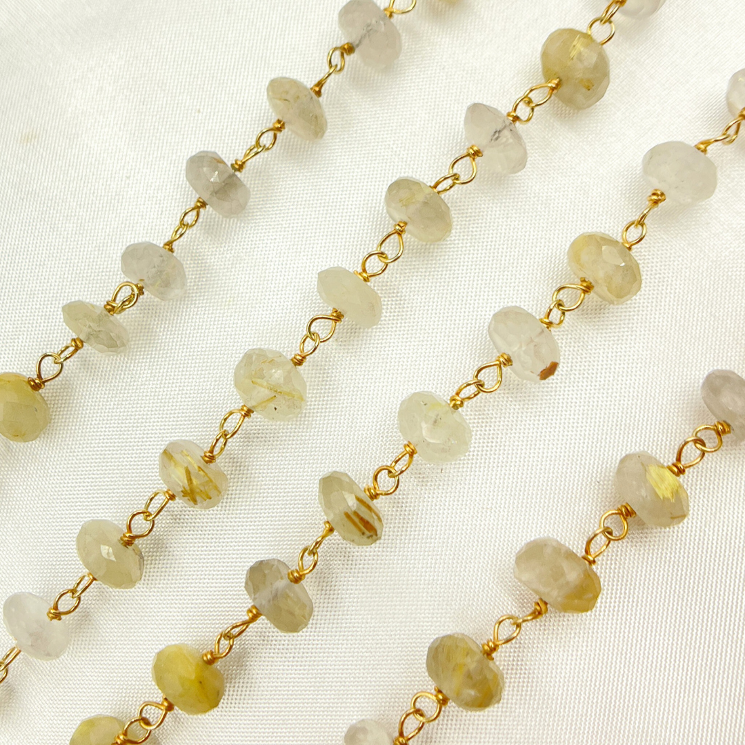 Golden Rutile Gold Plated 925 Sterling Silver Wire Chain. GRU1