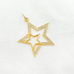 Load image into Gallery viewer, 14K Solid Gold Diamonds Double Star Charm. GDP79
