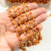 Carnelian Cluster Dangle Gold Plated Wire Chain.