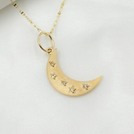 Load image into Gallery viewer, 14K Solid Gold Moon Charm With Diamond Stars. GDP78
