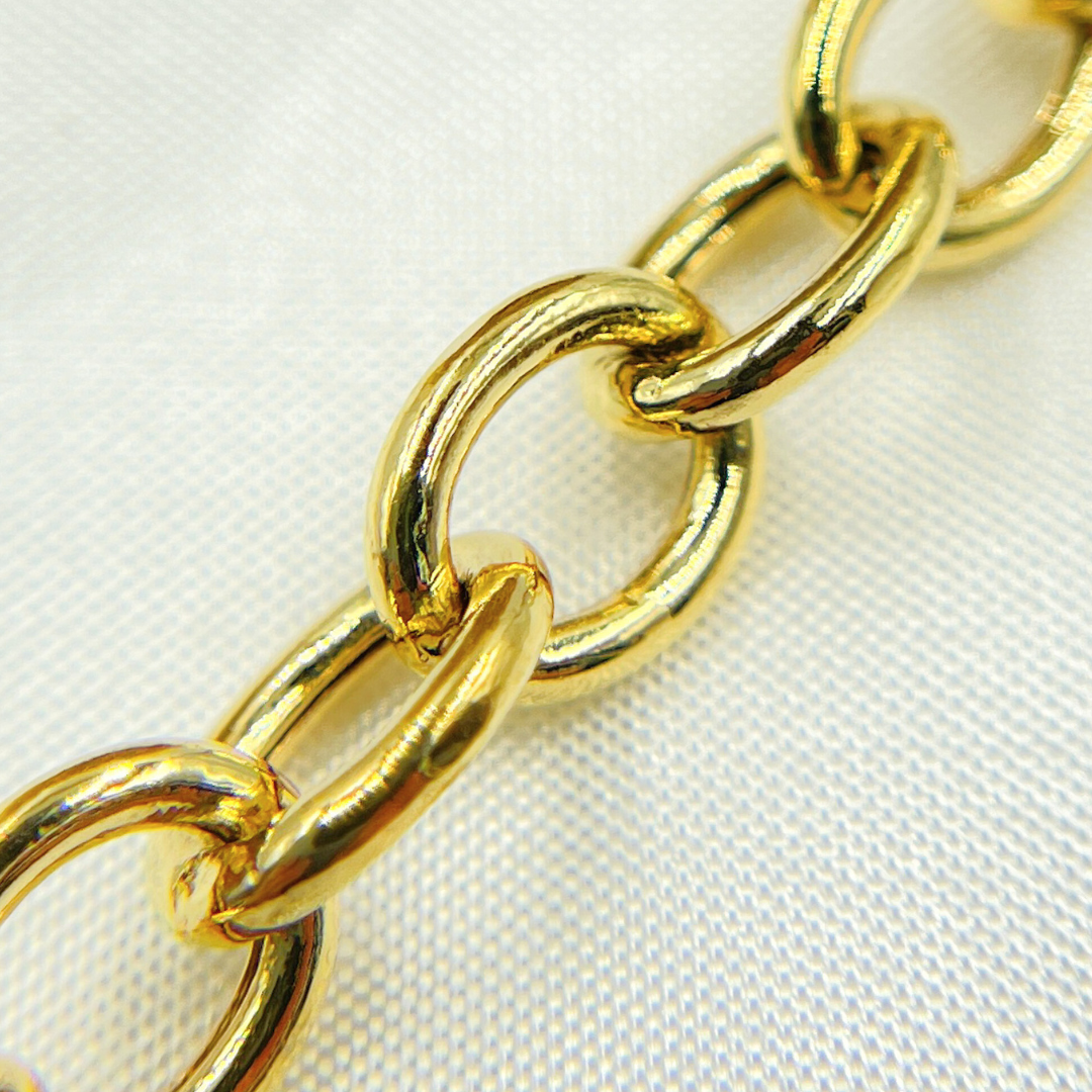 925 Sterling Silver Gold Plated Round Link Chain. Y63GP