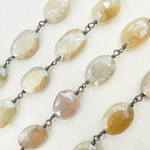 Load image into Gallery viewer, Coated Oval Moonstone Oxidized Wire Chain. CMS76
