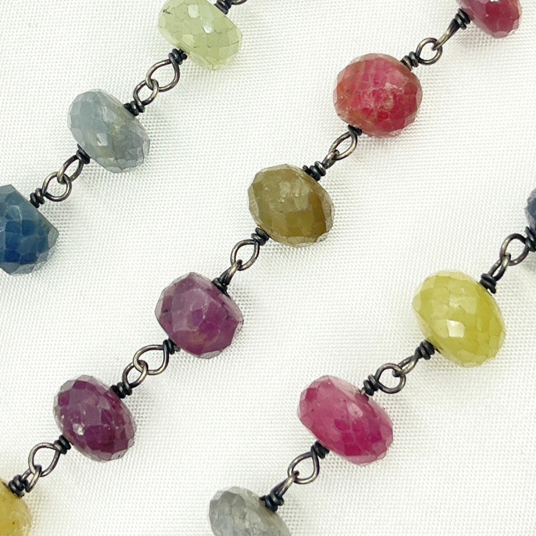 Multi Sapphire Oxidized Wire Chain. MSA16