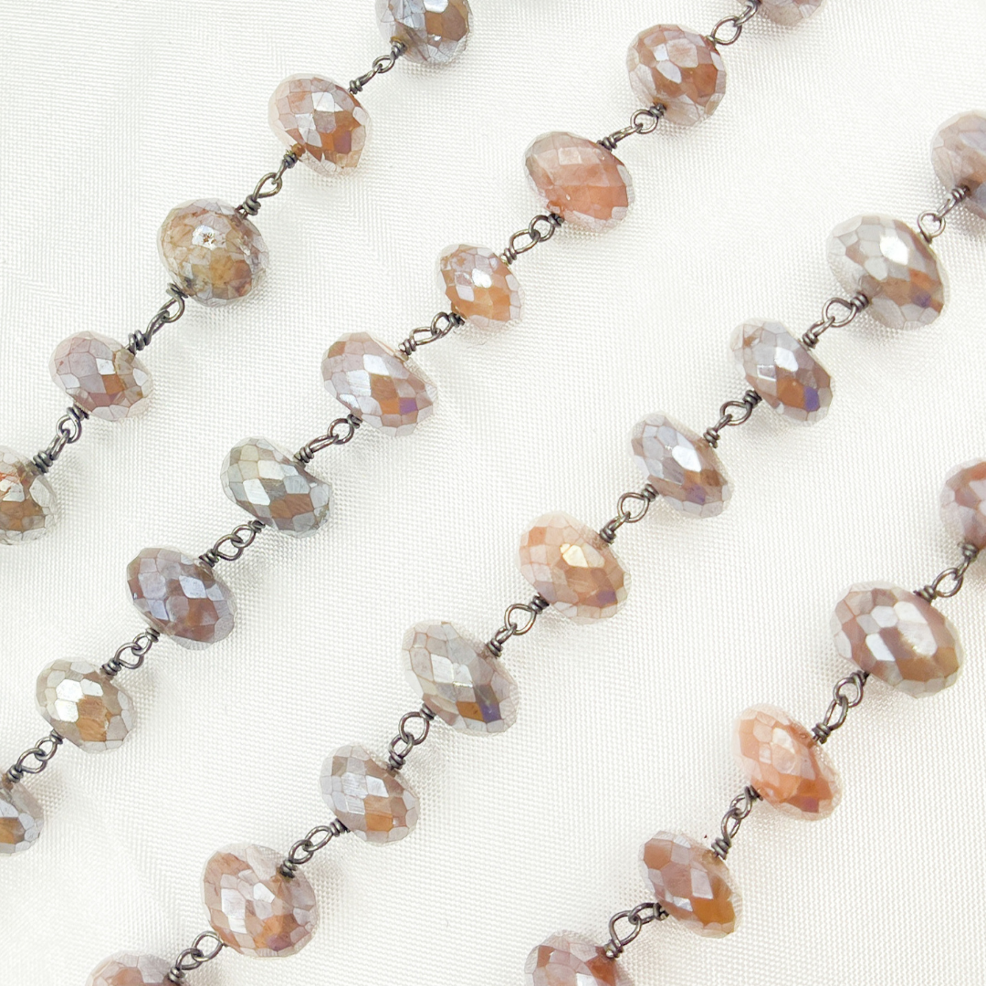 Coated Siloni Taupe Moonstone Oxidized Wire Chain. CMS70