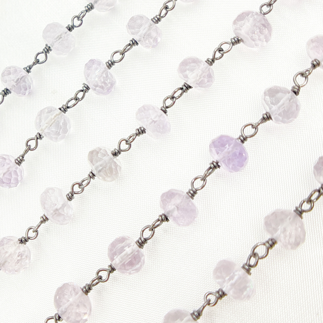Pink Amethyst Oxidized Wire Chain. AME24