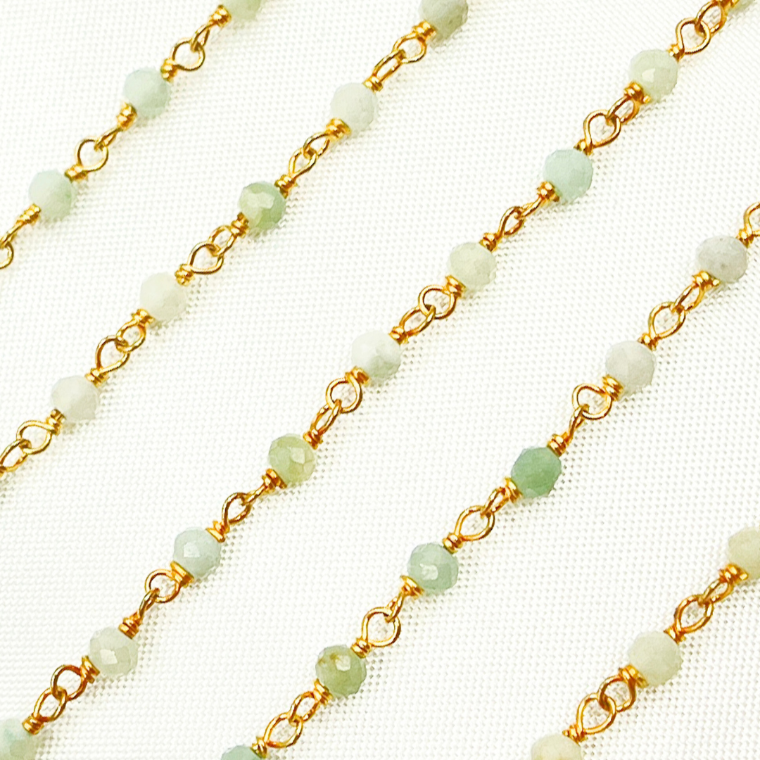 Shaded Amazonite Gold Plated Wire Chain. AMZ10