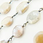 Load image into Gallery viewer, Coated Oval Moonstone Oxidized Wire Chain. CMS76
