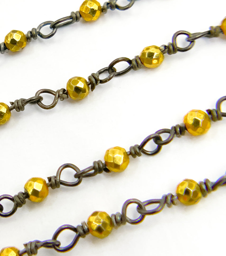 Gold Pyrite Wire Wrap Chain. PYR14