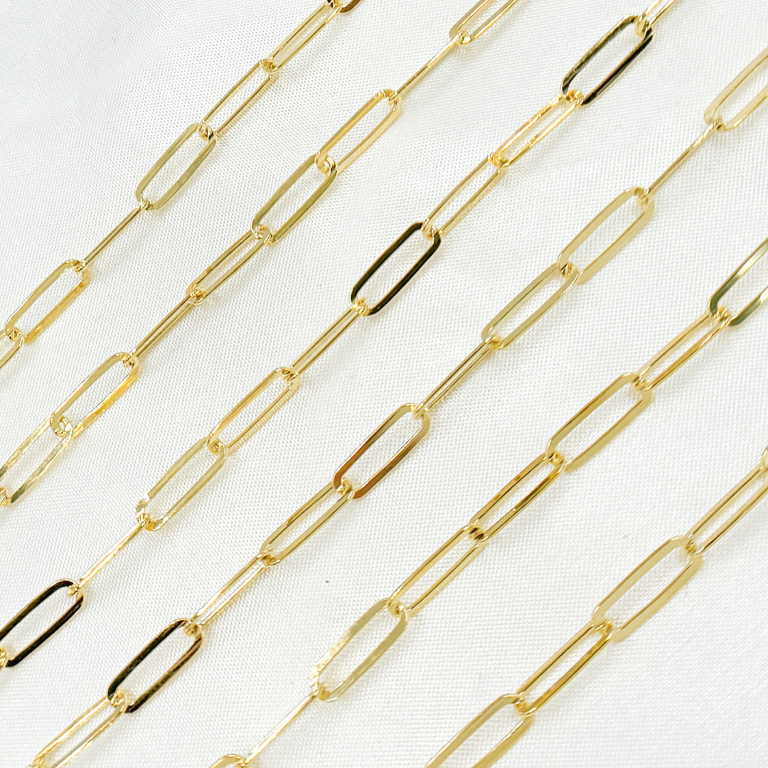 Gold Plated 925 Sterling Silver Flat Paperclip Chain. Y80FGP