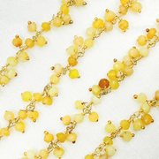 Yellow Opal Cluster Dangle Gold Plated Wire Chain