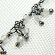 White Topaz Cluster Dangle Oxidized Wire Chain. 