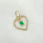 Load image into Gallery viewer, 14k Solid Gold Diamond and Emerald Heart Charm. GDP621
