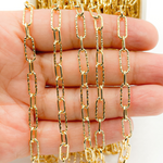 Load image into Gallery viewer, Gold Plated 925 Sterling Silver Diamond Cut &amp; 1 Smooth Link Paper Clip Chain. V141GP
