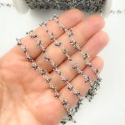 Hematite Cluster Dangle 925 Sterling Silver Wire Chain.