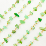 Load image into Gallery viewer, Chrysoprase Organic Shape Gold Plated Wire Chain. CHR17
