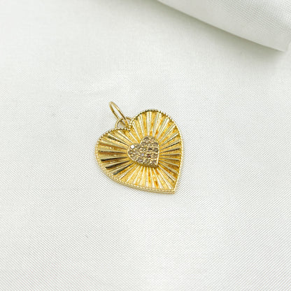 14k Solid Gold Diamond Heart Charm. GDP490