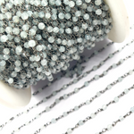 Load image into Gallery viewer, Aqua Blue gemstone Oxidized 925 Sterling Silver Wire Chain. AQU2
