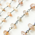 Load image into Gallery viewer, Coated Taupe Smooth Moonstone Oxidized Wire Chain. CMS7
