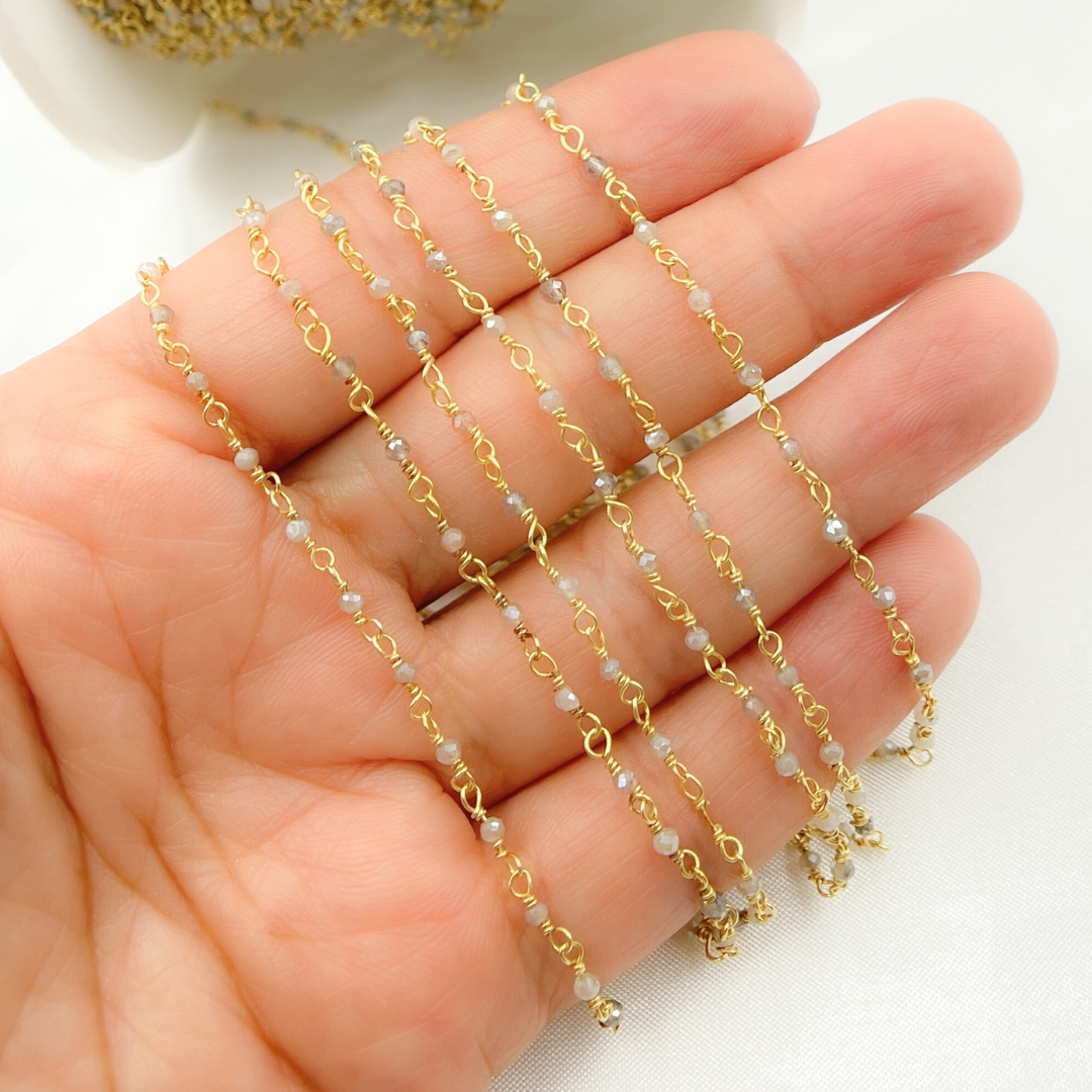Coated Blue Moonstone Wire Chain. CMS57