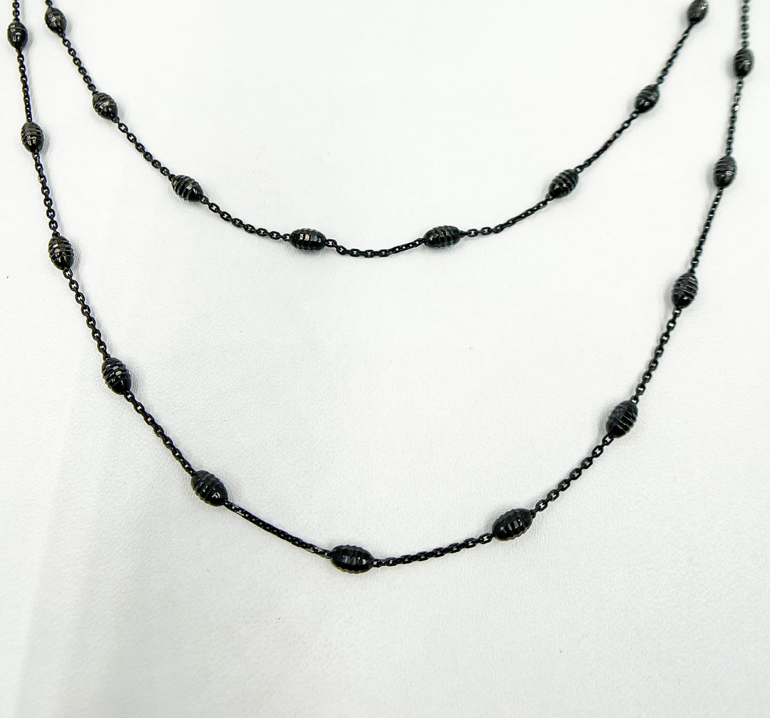 925 Sterling Silver Black Satellite Finished Necklace. 7Necklace