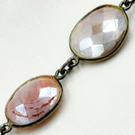 Load image into Gallery viewer, Coated Chocolate Moonstone Organic Shape Bezel Oxidized Wire Chain. CMS9
